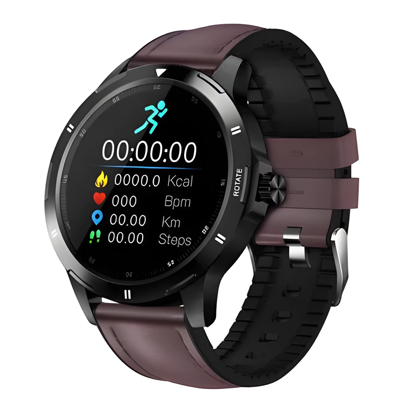 Waterproof silicone smart bracelet with 1.28-inch circular IPS touchscreen displaying sleep and weather information