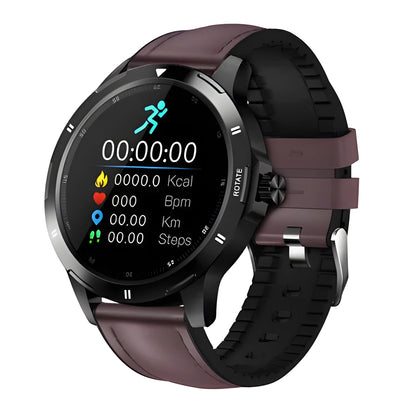 Waterproof silicone smart bracelet with 1.28-inch circular IPS touchscreen displaying sleep and weather information