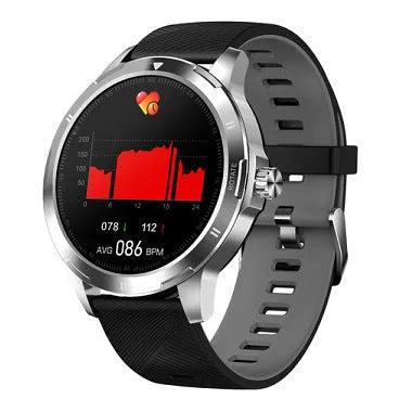 Waterproof silicone smart bracelet with 1.28-inch circular IPS touchscreen displaying sleep and weather information