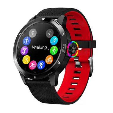 Waterproof silicone smart bracelet with 1.28-inch circular IPS touchscreen displaying sleep and weather information