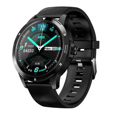 Smart bracelet with 1.28-inch IPS touchscreen displaying sleep and weather data, featuring USB charging and 230mAh battery capacity for comfortable all-day wear.