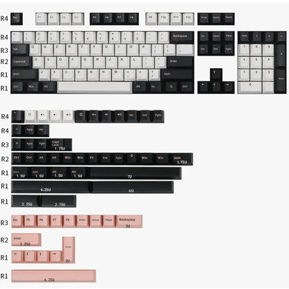 PBT two-colour moulding mechanical keyboard keycaps in black, blue, purple, red colour sets
