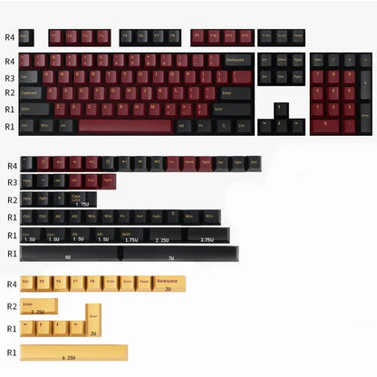 PBT two-colour moulding mechanical keyboard keycaps in black, blue, purple, red colour sets