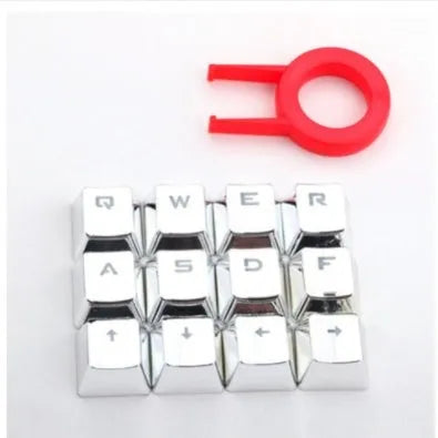 12 metallic red PBT double-shot mechanical keyboard keycaps with transparent legends