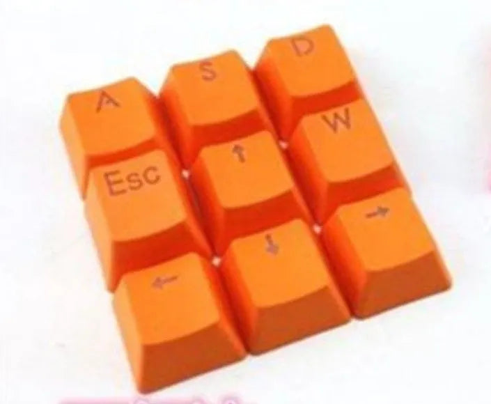 12 metallic red PBT double-shot mechanical keyboard keycaps with transparent legends