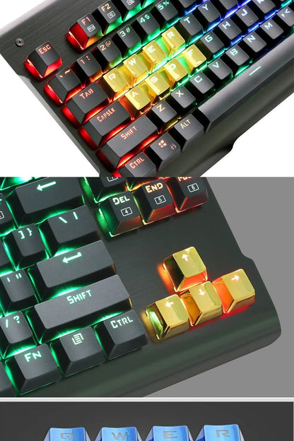 12 metallic red PBT double-shot mechanical keyboard keycaps with transparent legends