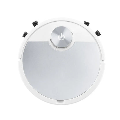 Golden intelligent sweeping robot vacuum cleaner with remote control on wooden floor
