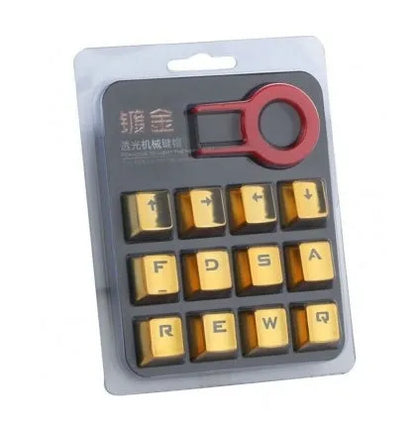 12 metallic red PBT double-shot mechanical keyboard keycaps with transparent legends