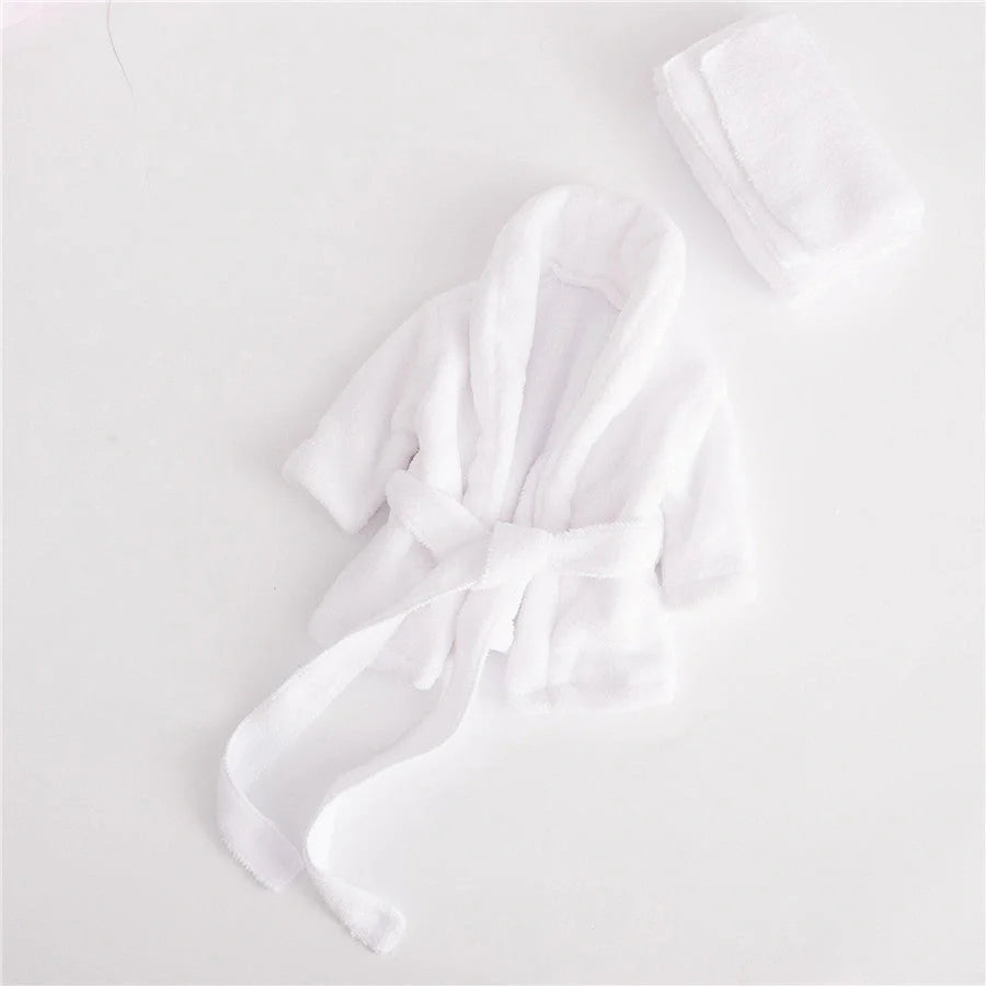 Baby bathrobe and towel set in pink and white, perfect for newborns and infants