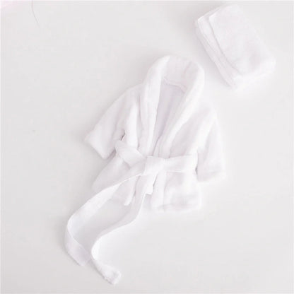 Baby bathrobe and towel set in pink and white, perfect for newborns and infants