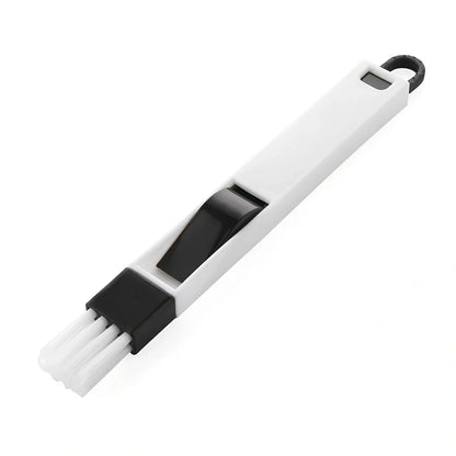 18.5cm black window gap cleaning brush with nylon bristles and integrated dustpan