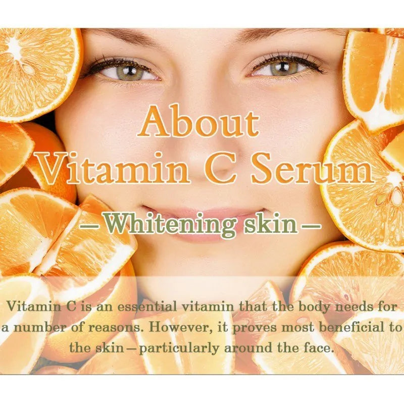 Bottle of Vitamin C Hyaluronic Acid facial serum for skin brightening and moisturising