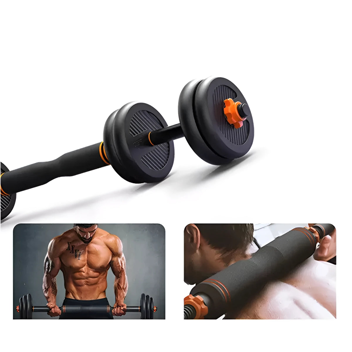 Men's rubberized dumbbell kettlebell removable barbell 42cm plastic concrete home fitness set