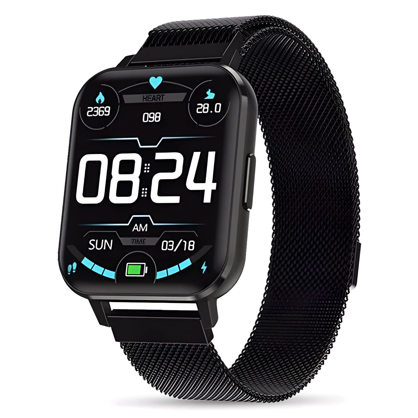 DTX 1.78 inch smart watch with health monitoring on wrist showing display
