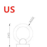 Wooden circular chandelier with white acrylic shade, shown in two diameter sizes for ceiling mounting.