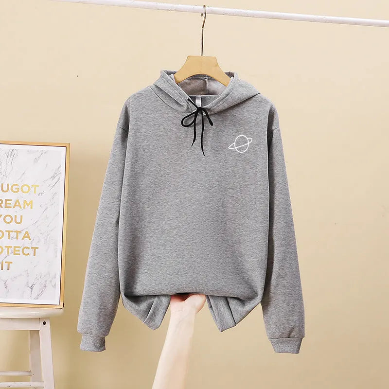 Loose hoodie women sweater in milk silk polyester with hood, available in black grey pink yellow sizes S to XXXL