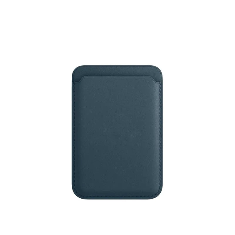 Black PU leather magnetic wallet phone case for iPhone with integrated card holder on MagSafe charger