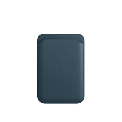 Black PU leather magnetic wallet phone case for iPhone with integrated card holder on MagSafe charger