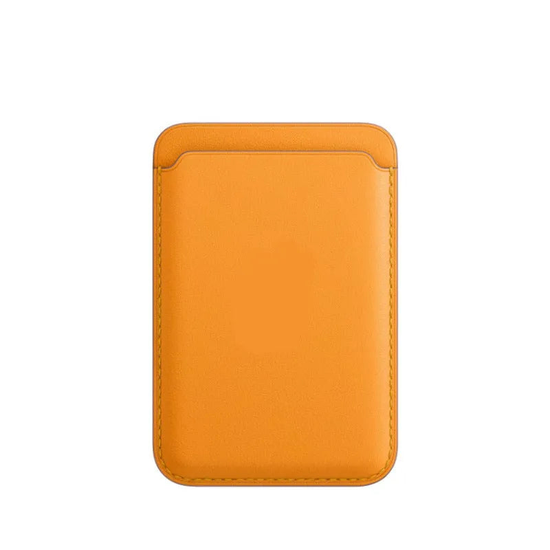 Black PU leather magnetic wallet phone case for iPhone with integrated card holder on MagSafe charger