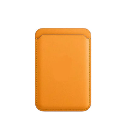 Black PU leather magnetic wallet phone case for iPhone with integrated card holder on MagSafe charger