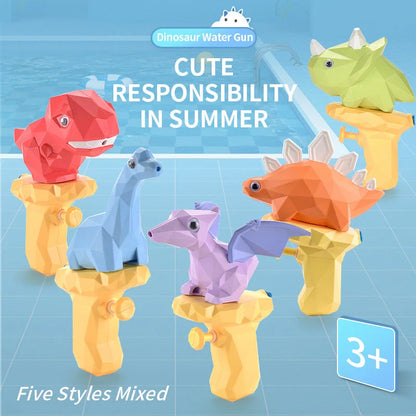Dinosaur water guns for kids in five vibrant colours, perfect for summer outdoor play