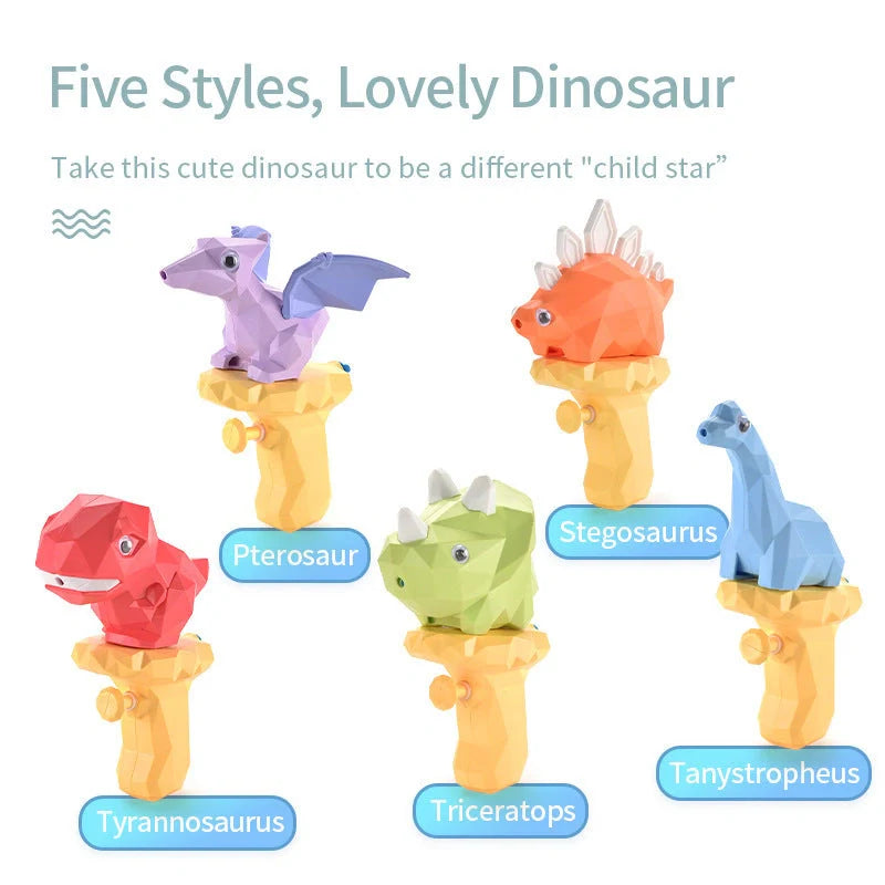 Dinosaur water guns for kids in five vibrant colours, perfect for summer outdoor play