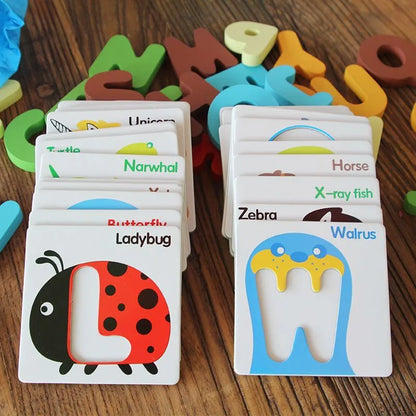 Wooden alphabet jigsaw puzzle toy, 22cm x 19.5cm x 8cm, in colour box for ages 3+