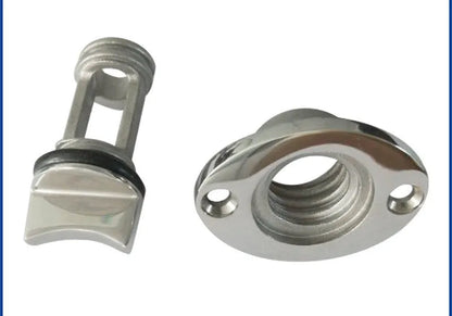 Stainless steel marine water plug for ship bilge systems with 4.5 cm × 5.5 cm × 2.0 cm dimensions