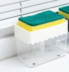 Stylish 2-in-1 sink caddy with liquid soap dispenser for streamlined kitchen organisation