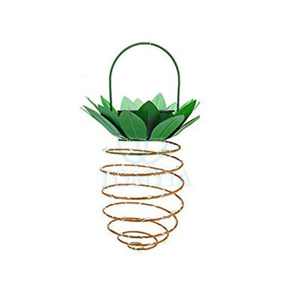 Solar-powered pineapple-shaped outdoor lights with a weather-resistant metal frame and warm white LED bulbs