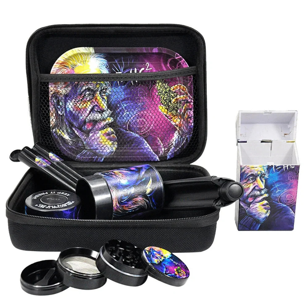 Multi-tool smoking set in AYST design with grinder, tray, 5g tank, and power bank, 10cm metal alloy construction