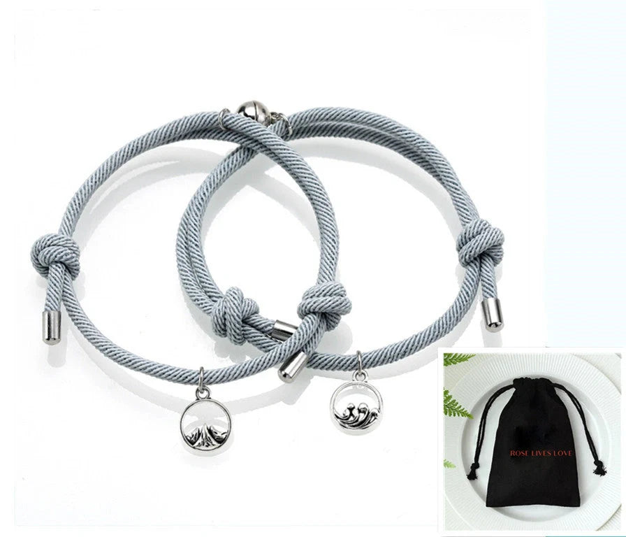 Hand-Woven Ancient Silver Love Vows Bracelet with adjustable length and magnetic clasp