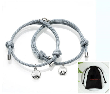 Hand-Woven Ancient Silver Love Vows Bracelet with adjustable length and magnetic clasp