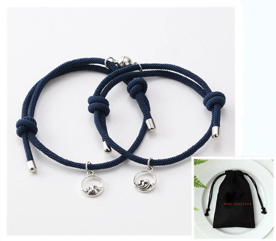 Hand-Woven Ancient Silver Love Vows Bracelet with adjustable length and magnetic clasp