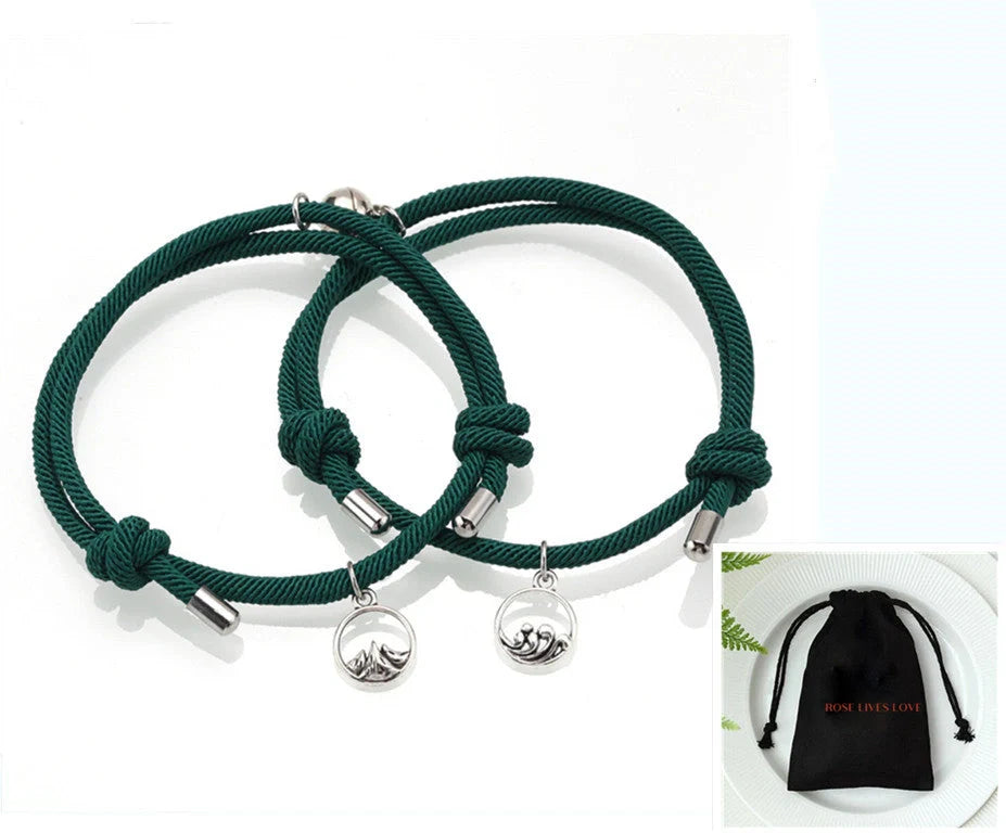 Hand-Woven Ancient Silver Love Vows Bracelet with adjustable length and magnetic clasp