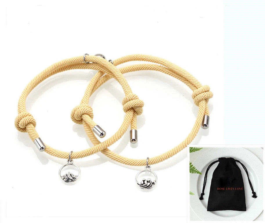 Hand-Woven Ancient Silver Love Vows Bracelet with adjustable length and magnetic clasp