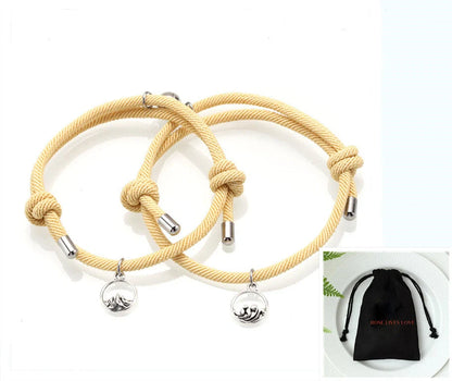 Hand-Woven Ancient Silver Love Vows Bracelet with adjustable length and magnetic clasp