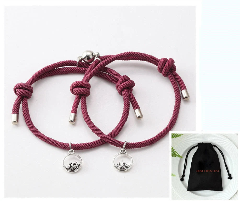 Hand-Woven Ancient Silver Love Vows Bracelet with adjustable length and magnetic clasp