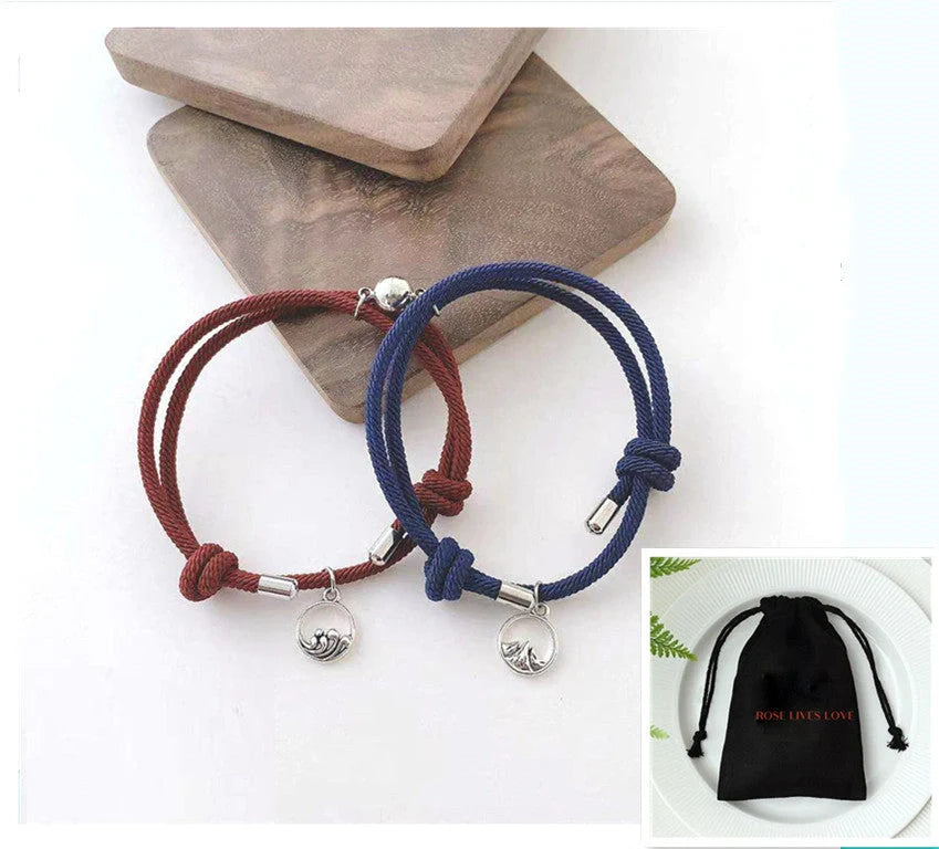 Hand-Woven Ancient Silver Love Vows Bracelet with adjustable length and magnetic clasp