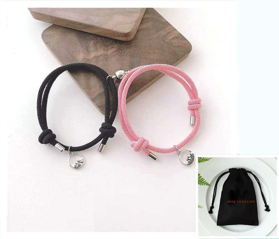Hand-Woven Ancient Silver Love Vows Bracelet with adjustable length and magnetic clasp