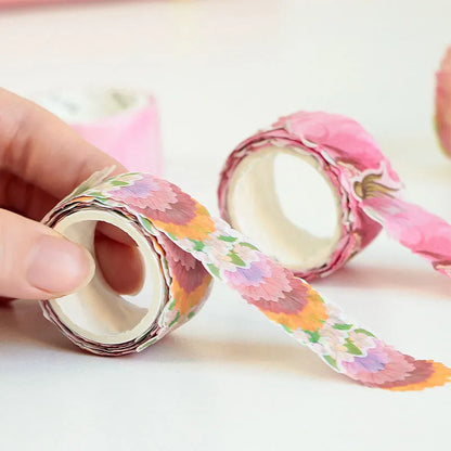 Clover and paper decorative tape roll for hand book stickers with floral patterns