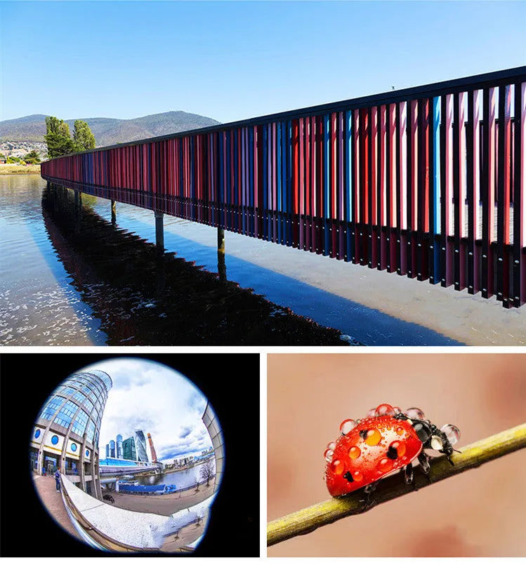 Universal smartphone fill light attachment with wide angle and macro camera lenses