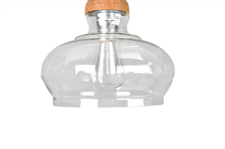 Glass wood grain single head pendant light with adjustable cord in Nordic style.