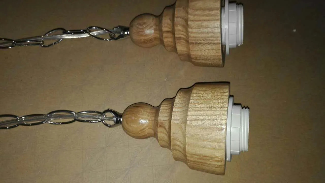 Glass wood grain single head pendant light with adjustable cord in Nordic style.