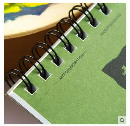 Green water-soluble colour pencil sketchbook with spiral binding in 8K and 16K sizes