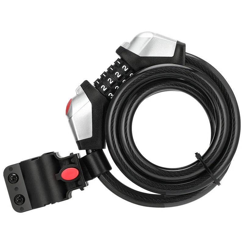 Black bicycle anti-theft lock with reflective strips and 4-digit code