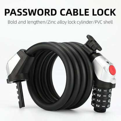 Black bicycle anti-theft lock with reflective strips and 4-digit code