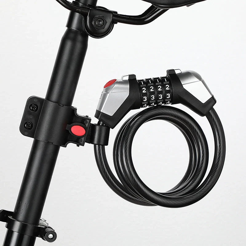 Black bicycle anti-theft lock with reflective strips and 4-digit code