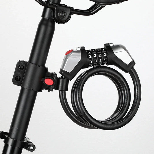 Black bicycle anti-theft lock with reflective strips and 4-digit code