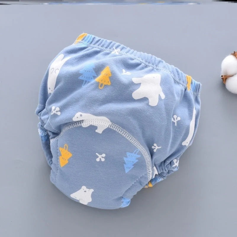 Baby Diaper Pants Cotton Washable Summer Breathable Thin Waterproof in Dark Blue, Light Blue, and Pink